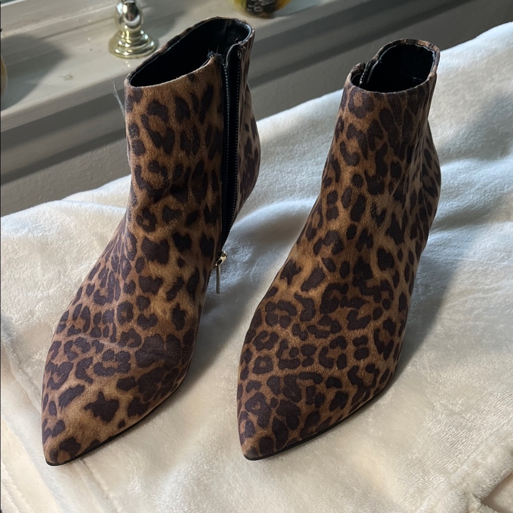 Leopard print booties